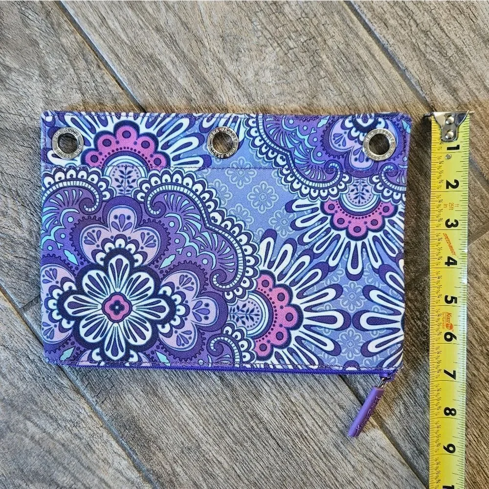 NWOT Vera Bradley Purple 3 Ring Binder Zipper Pouch Bag